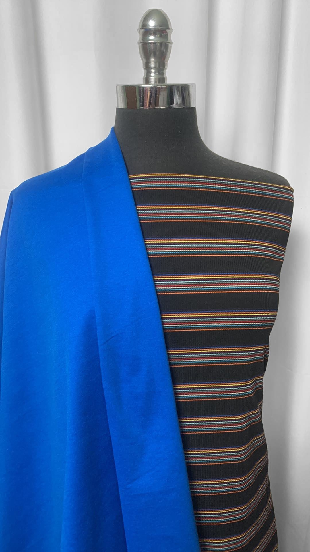 ROYAL/STRIPE BUNDLE : 1YD Royal Peached PF & 2YD Stripe Rib R/S : A2407