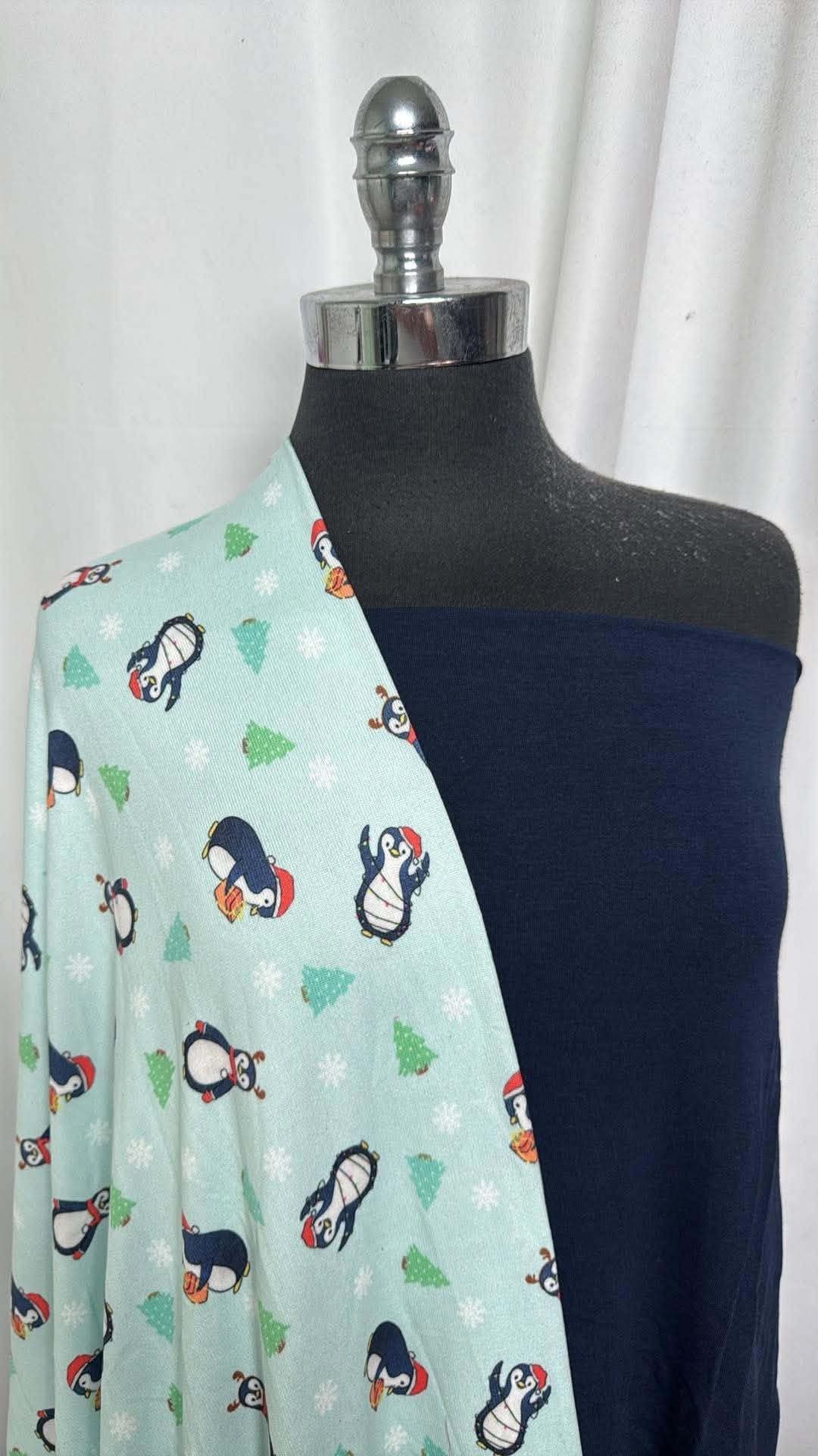 NAVY/PENGUINS BUNDLE : 2YD Navy Bamboo C/S FT & 1+YD Penguins Oakley SK : A31031