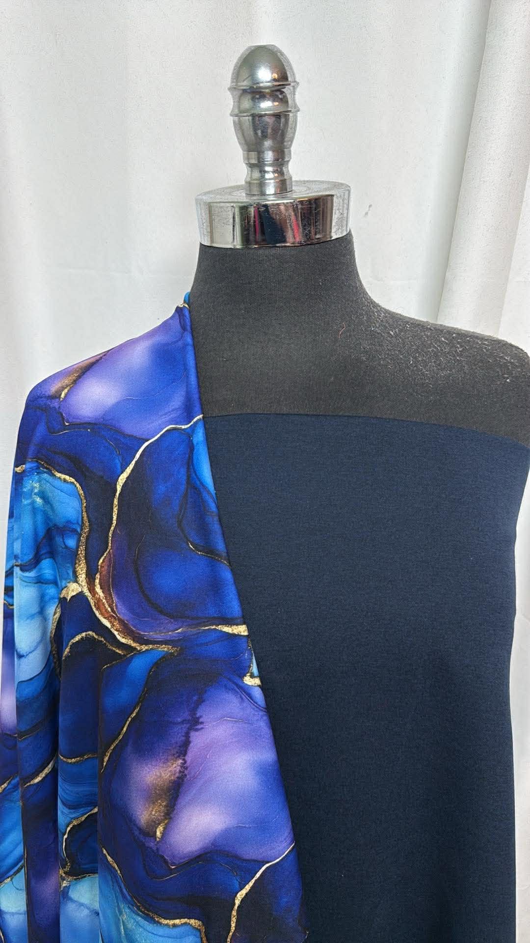 NAVY/AZURE AGATE BUNDLE : 24" Cut of Azure Agate Single-Brushed PF & 1YD Navy Peached PF : A30407