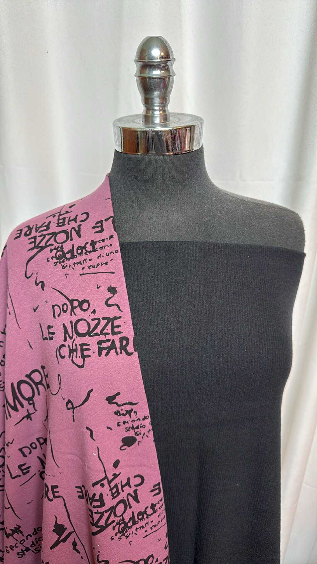 BLACK/MAUVE AMORE BUNDLE : 2YD Black Brushed Rib & 1YD Mauve Amore Modal C/S Brushed FT : A28184
