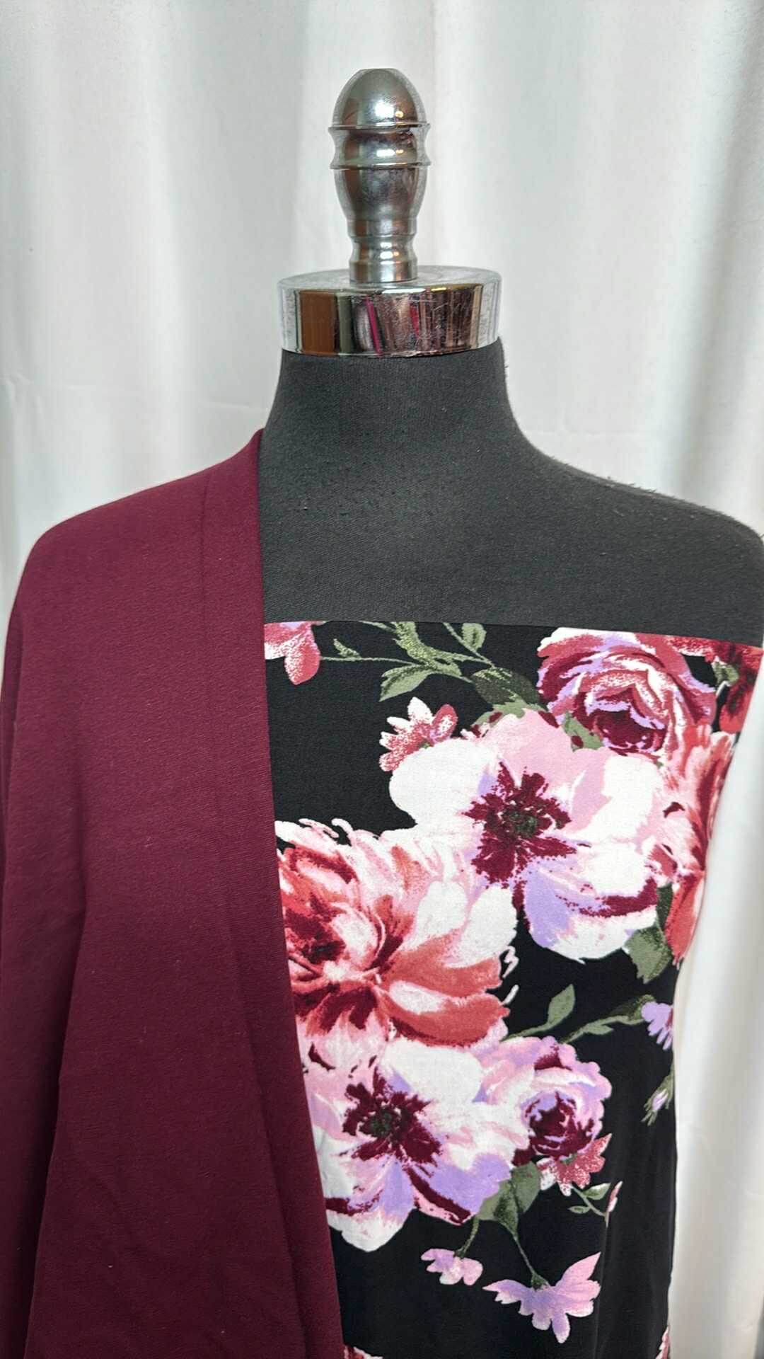 BURGUNDY PLUSH/FLORAL BUNDLE : 2YD Floral DBP & 1YD Burgundy SuperPlush : A28721