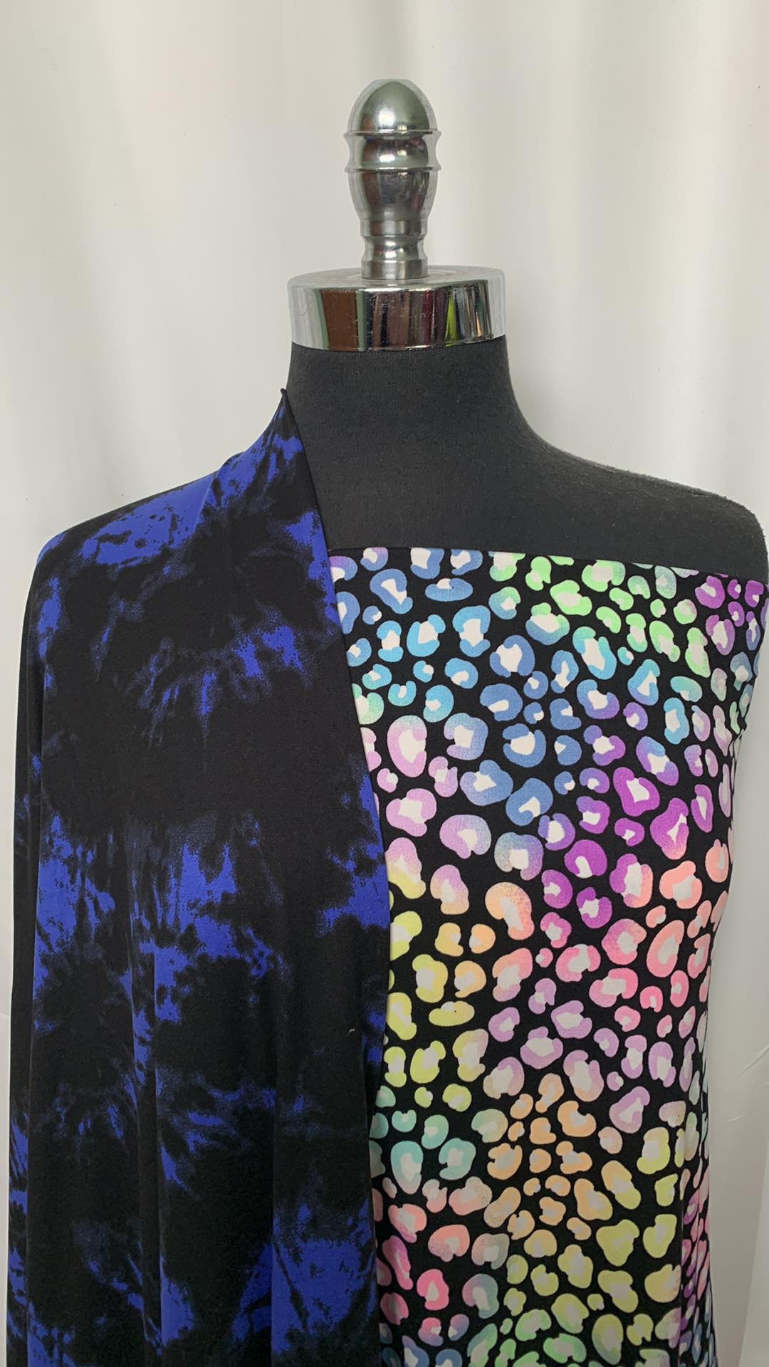 BLUE TIE DYE/COLORFUL LEOPARD BUNDLE : 2YD Colorful Leopard DBP & 2YD Blue/Black Tie Dye DBP : A2021