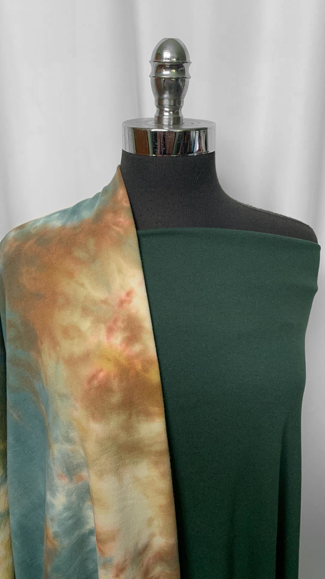 HUNTER/TIE DYE BUNDLE : 1YD Tie Dye P/C FT & 1YD Hunter Combed Cotton 1x1 Rib : A2185