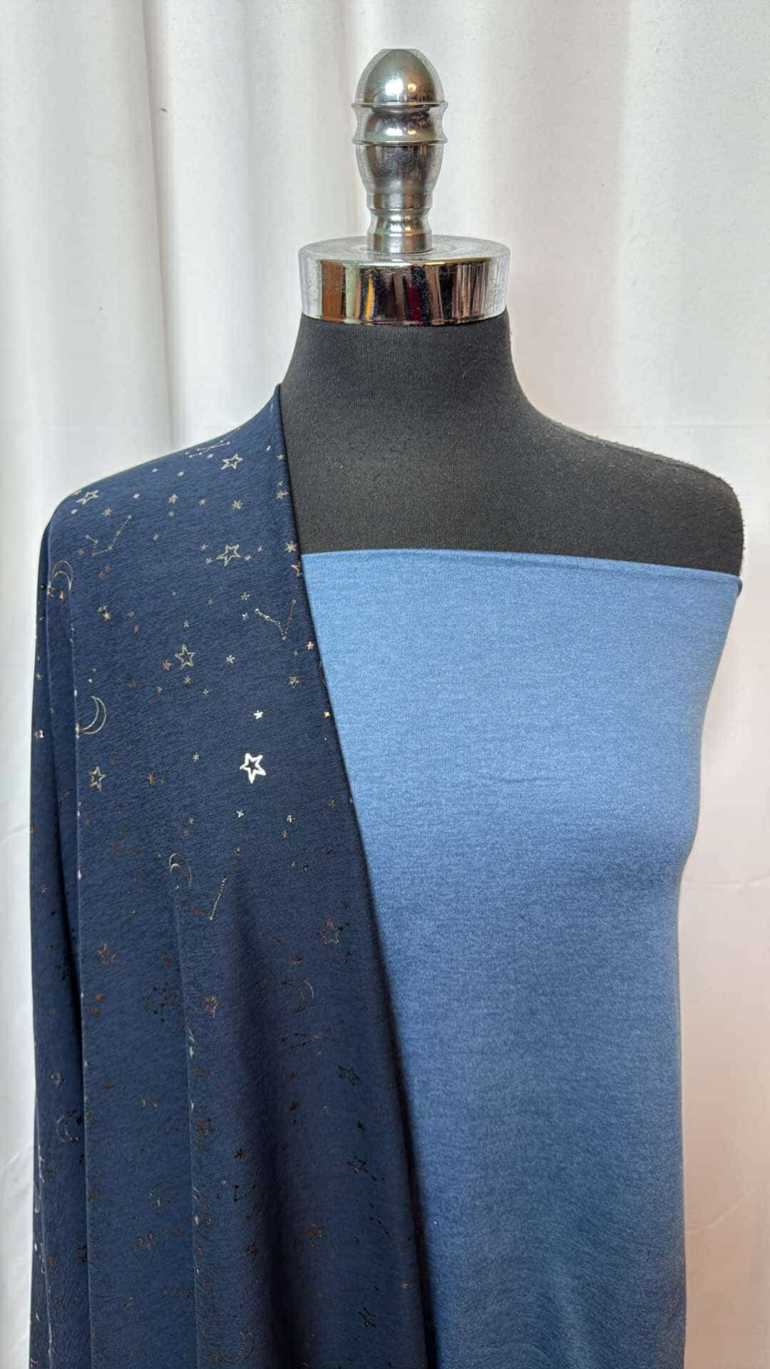 DENIM/CELESTIAL BUNDLE : 1.5YD Navy Celestial Foil Peached PF & 2YD Denim Featherweight PF : A26963