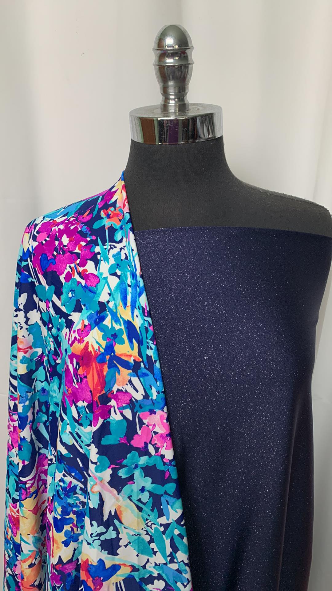 NAVY SHIMMER/FLORAL BUNDLE : 2YD Navy Shimmer PF & 2YD Floral N/S : A2456