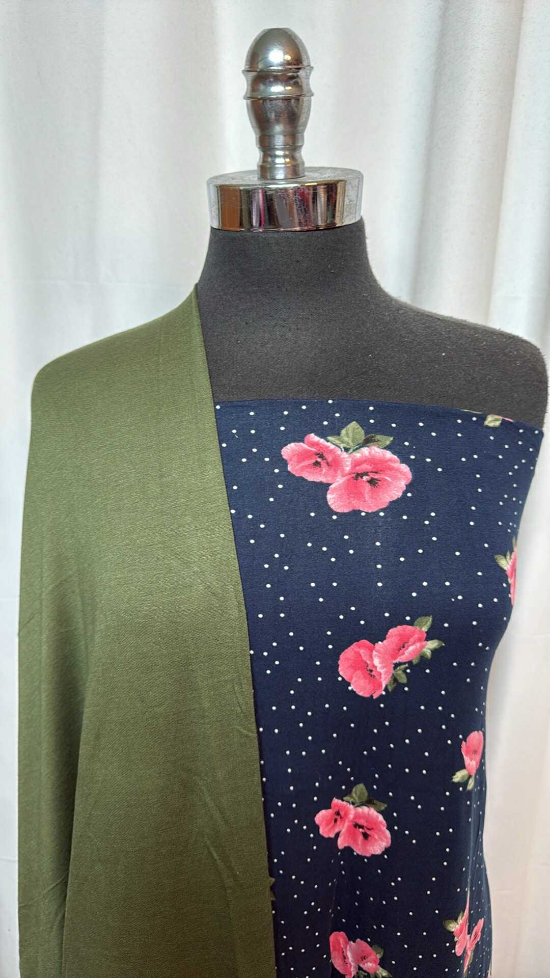 OLIVE/NAVY DOT FLORAL BUNDLE : 2YD Navy Dot Floral DBP & 2YD Olive PRS Baby FT : A28667