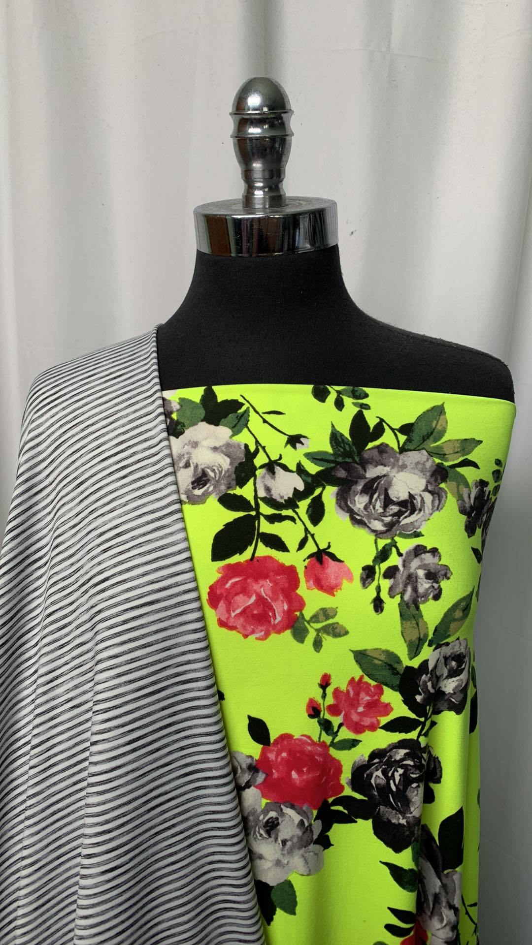 NEON FLORAL STRIPE BUNDLE : 2YD Distressed Stripe Yoga PF & 2YD Neon Floral DBP : A1618