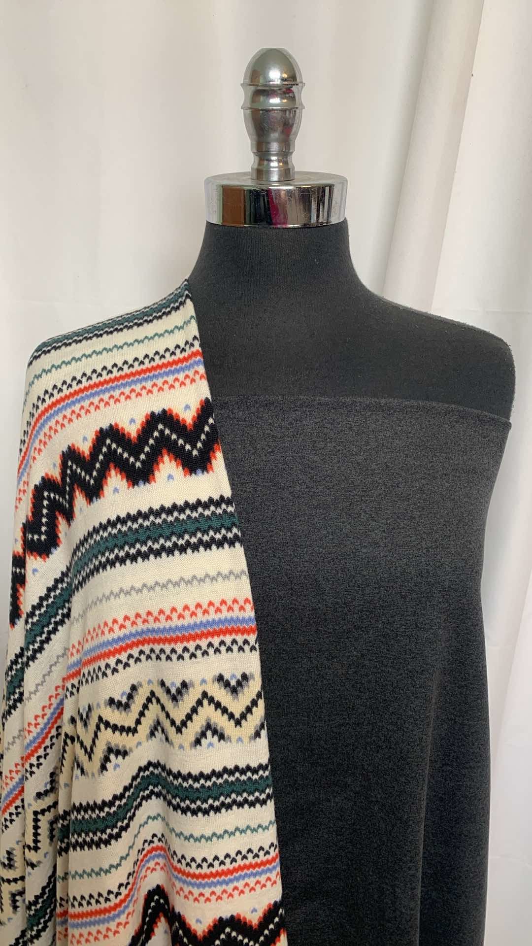CHARCOAL/CHEVRON STRIPE BUNDLE : 1.5YD Charcoal 2-Tone Peached PF & 2YD Chevron/Stripe Brushed Hacci SK : A25936