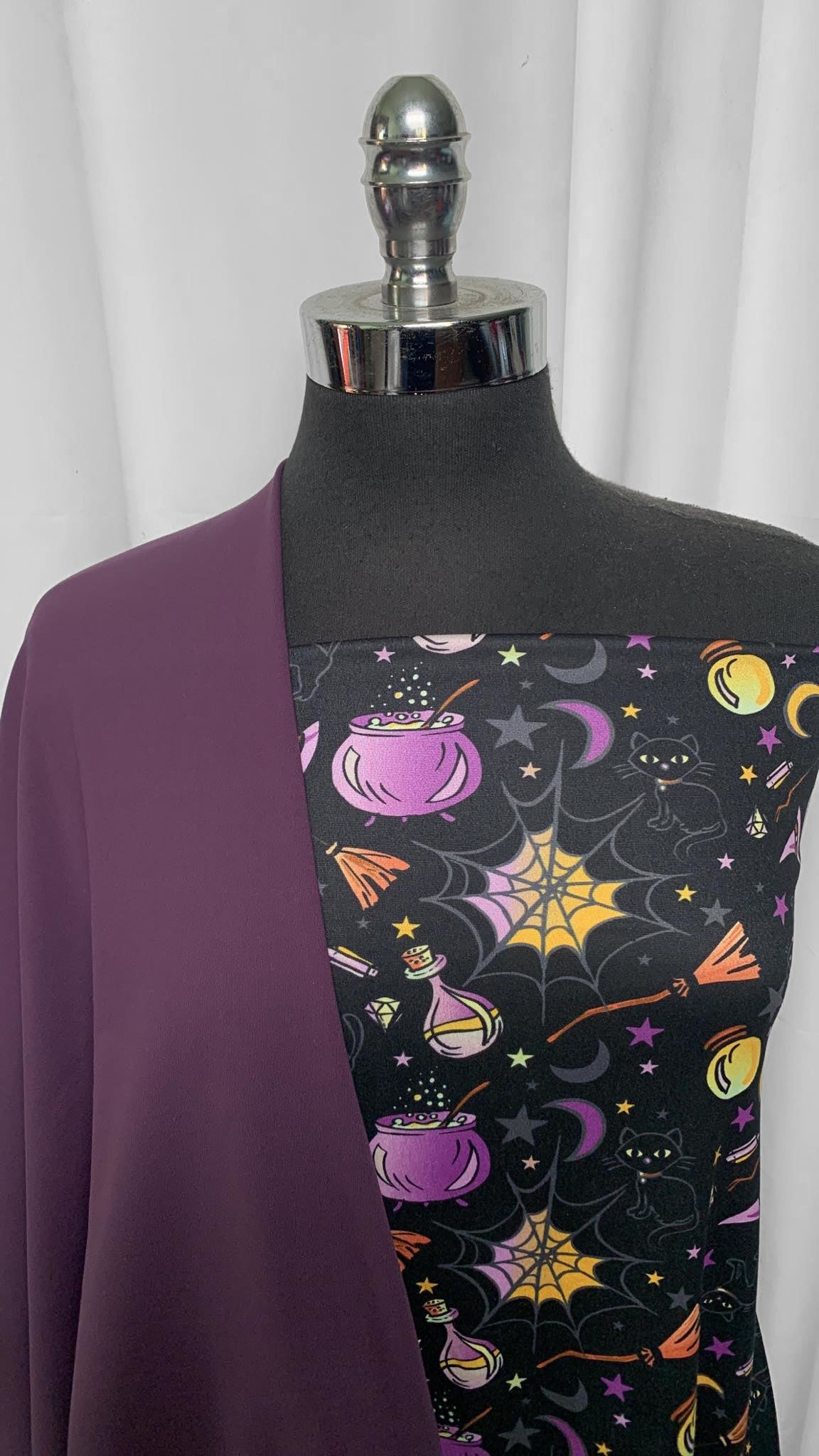 EGGPLANT/HALLOWEEN BUNDLE : 1YD Nylon/Elastane Interlock (260gsm) & 1YD Halloween DBP : A25539