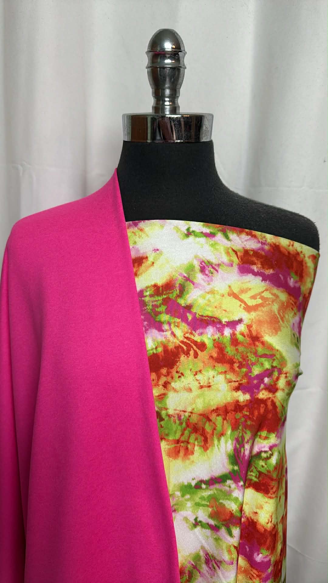 HOT PINK/TIE DYE BUNDLE : 2YD Tie Dye Yoga PF & 1.5YD Hot Pink Peached PF : A29605