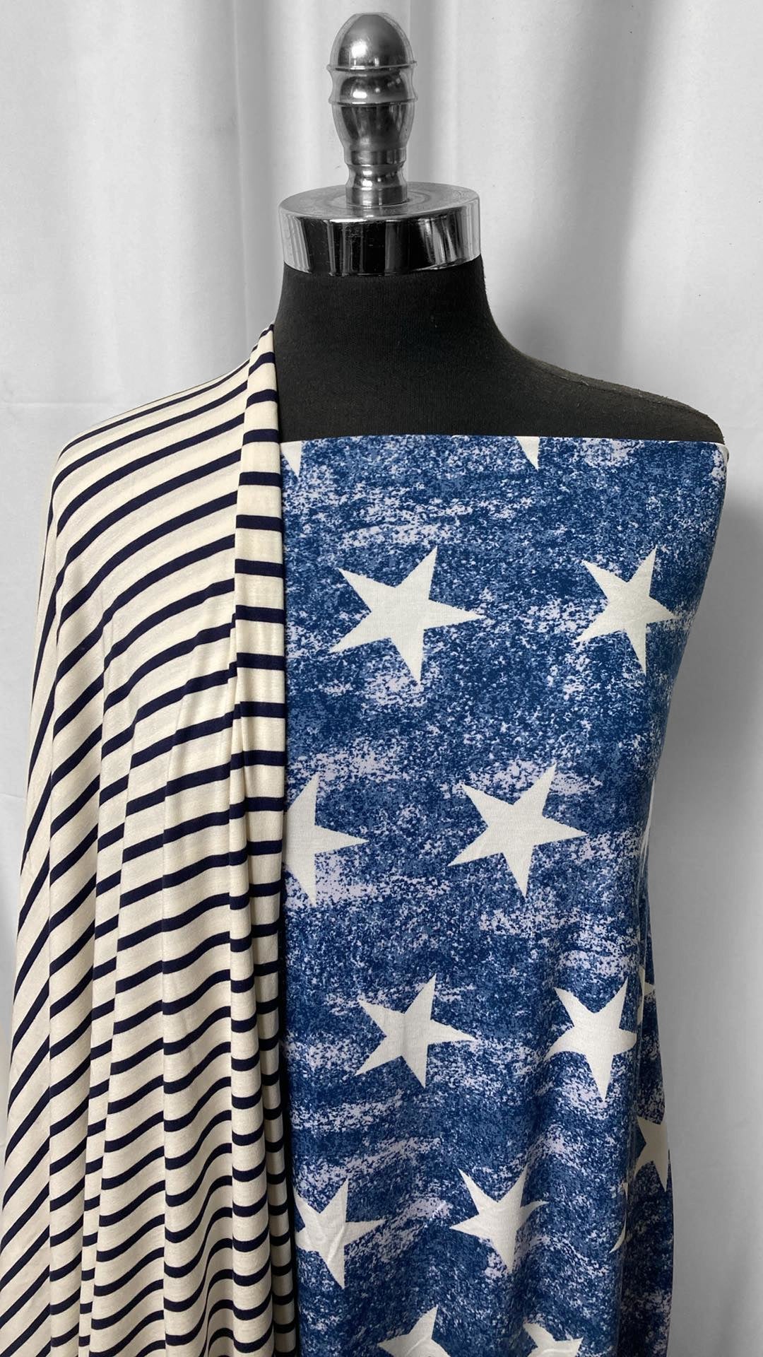 DISTRESSED STAR/STRIPE BUNDLE : 2YD Distressed Star Modal & 2YD Stripe Bamboo : A25114