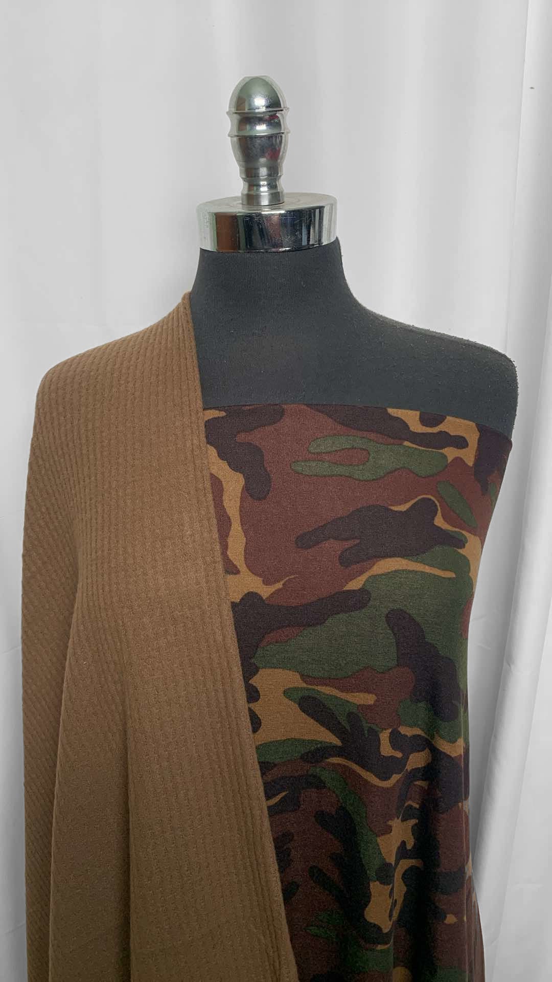 COFFEE/CAMO BUNDLE : 2YD Camo PRS Jersey & 1YD Coffee Brown Brushed Waffle : A26009