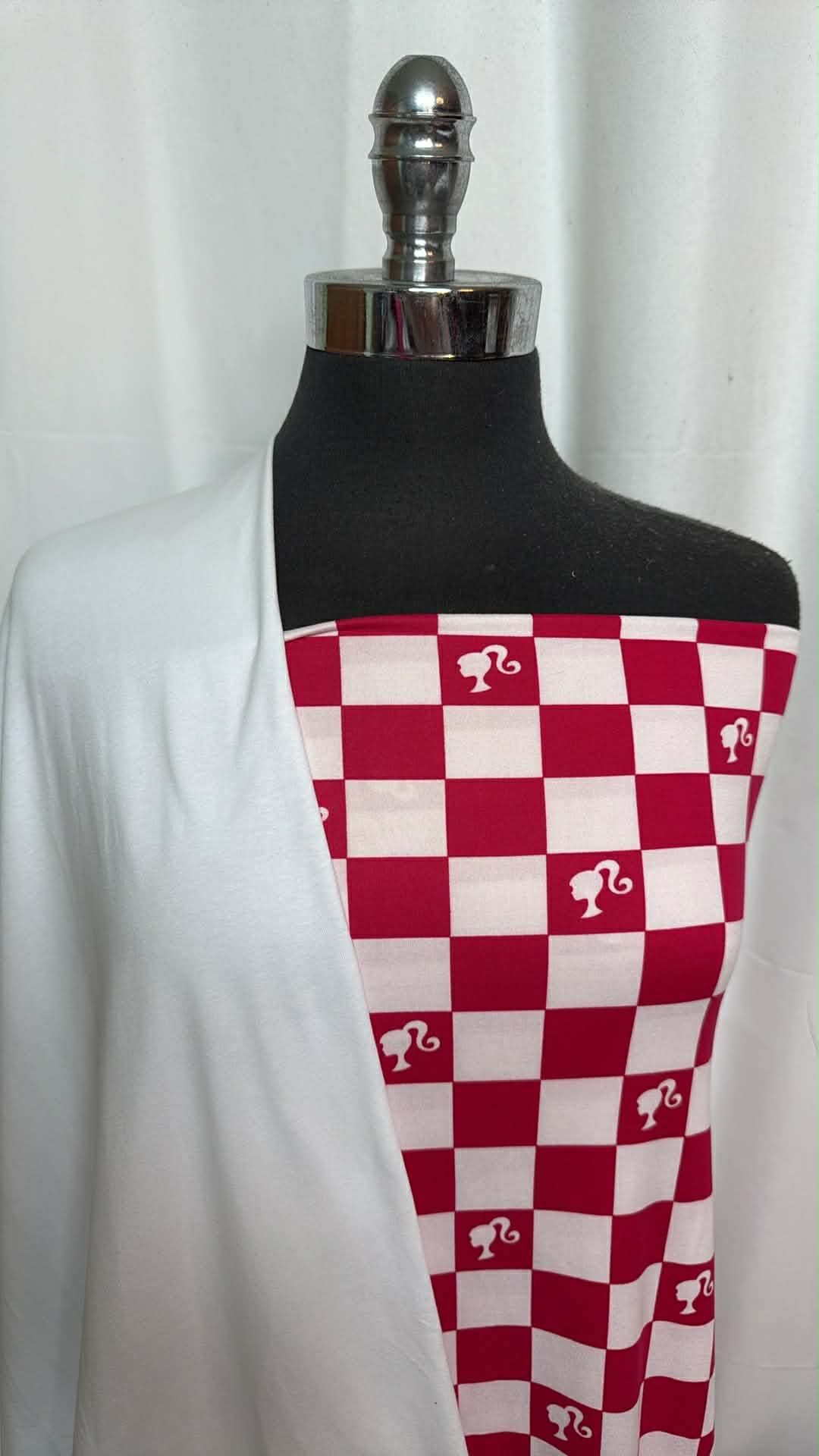 WHITE/PINK DOLL CHECK BUNDLE : 2YD Deep Pink Doll Check DBP & 2YD White C/S : A29580