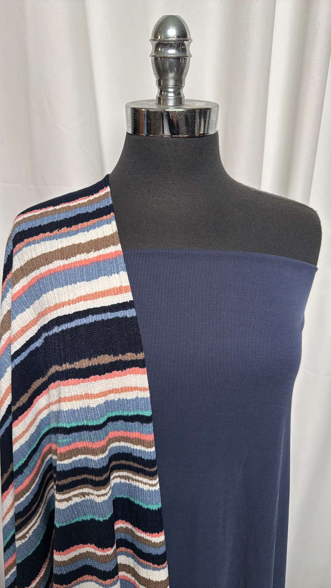 NAVY RIB/STRIPE BUNDLE : 2YD Navy Rib Cupro & 2YD Stripe Thermal : A26320