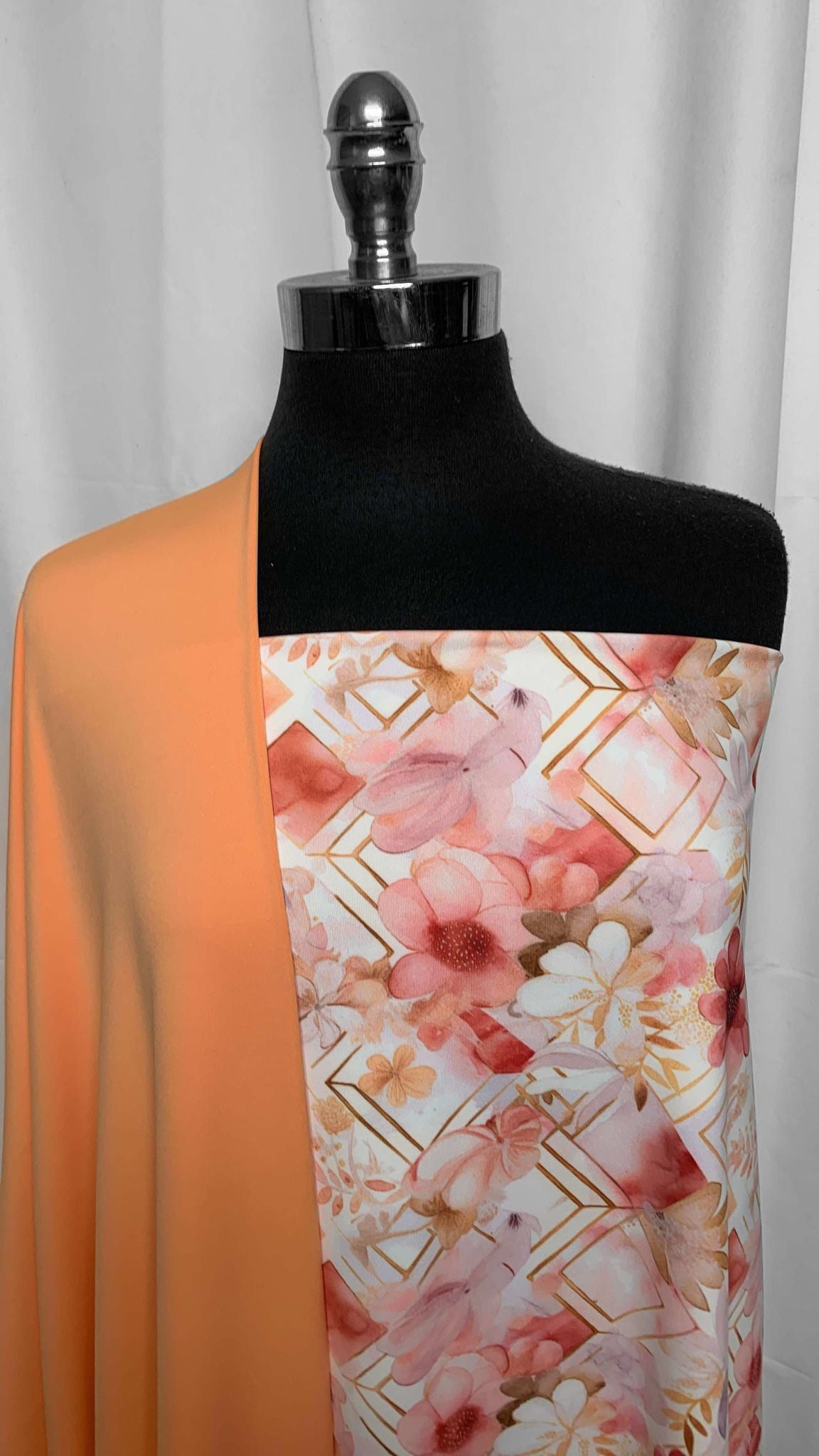 TANGERINE DIAMOND/FLORAL BUNDLE : 2YD Diamond/Floral Glide & 2YD Tangerine N/S Interlock : A25671