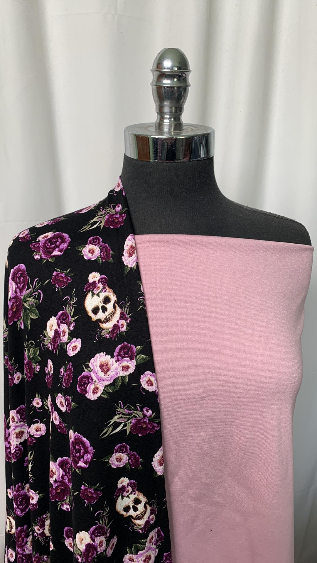 LAVENDER/SKULLS BUNDLE : 1YD Lavender Nylon Ponte & 1YD Floral/Skulls R/S : A1907