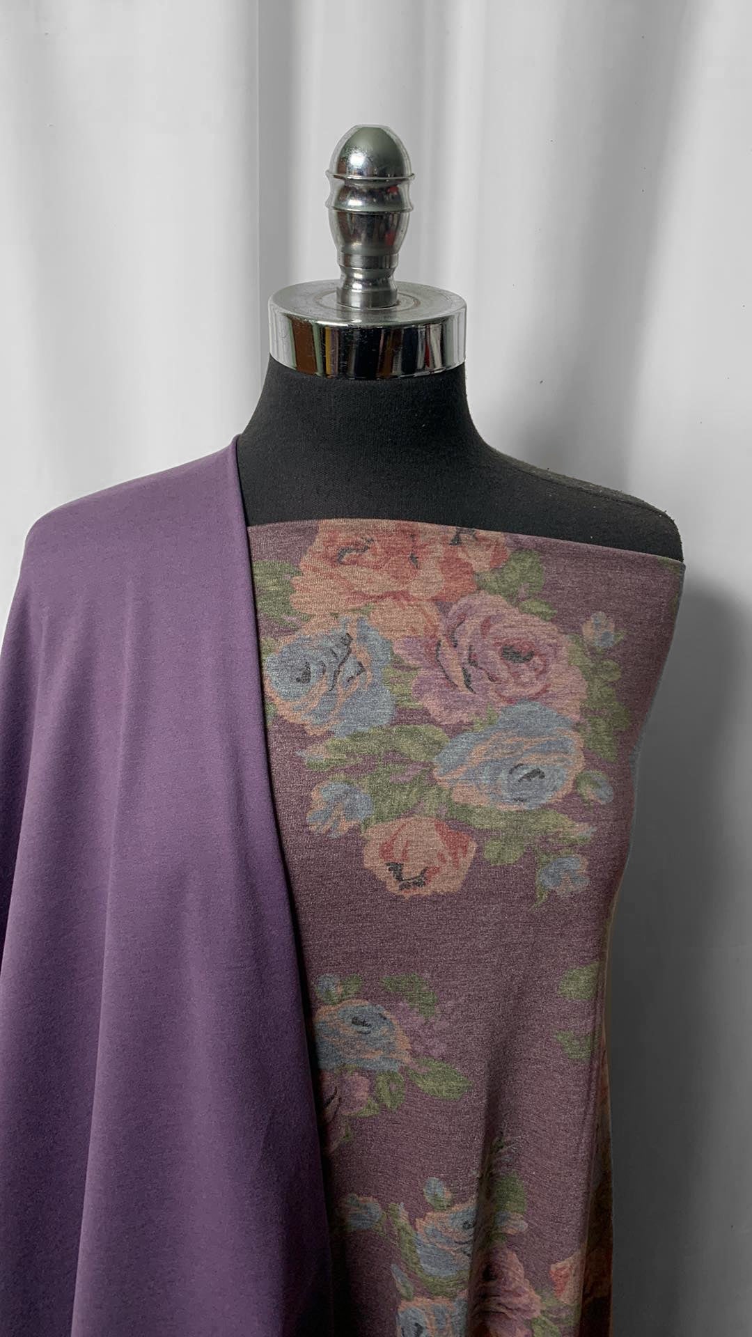 PURPLE HAZE/FLORAL BUNDLE : 2YD Purple Hazed Peached PF & 2YD Muted Floral PRS Jersey : A2339