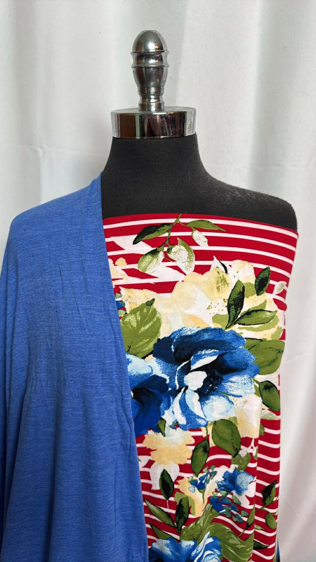 BLUE/FLORAL STRIPE BUNDLE : 2YD Blue C/P Jersey & 1+YD Floral Stripe DBP : A29986