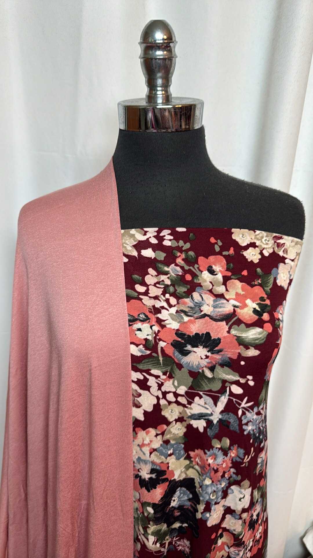 BLUSH/BURGUNDY FLORAL BUNDLE : 2YD Burgundy Floral Bulgari & 2YD Blush R/S : A28703