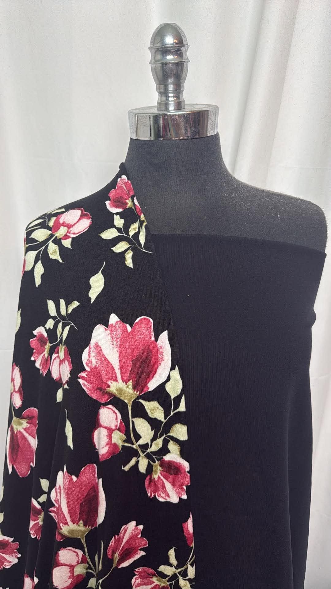 BLACK/FLORAL BUNDLE : 2YD Black Supplex & 2YD Black Floral Oakley SK : A30683