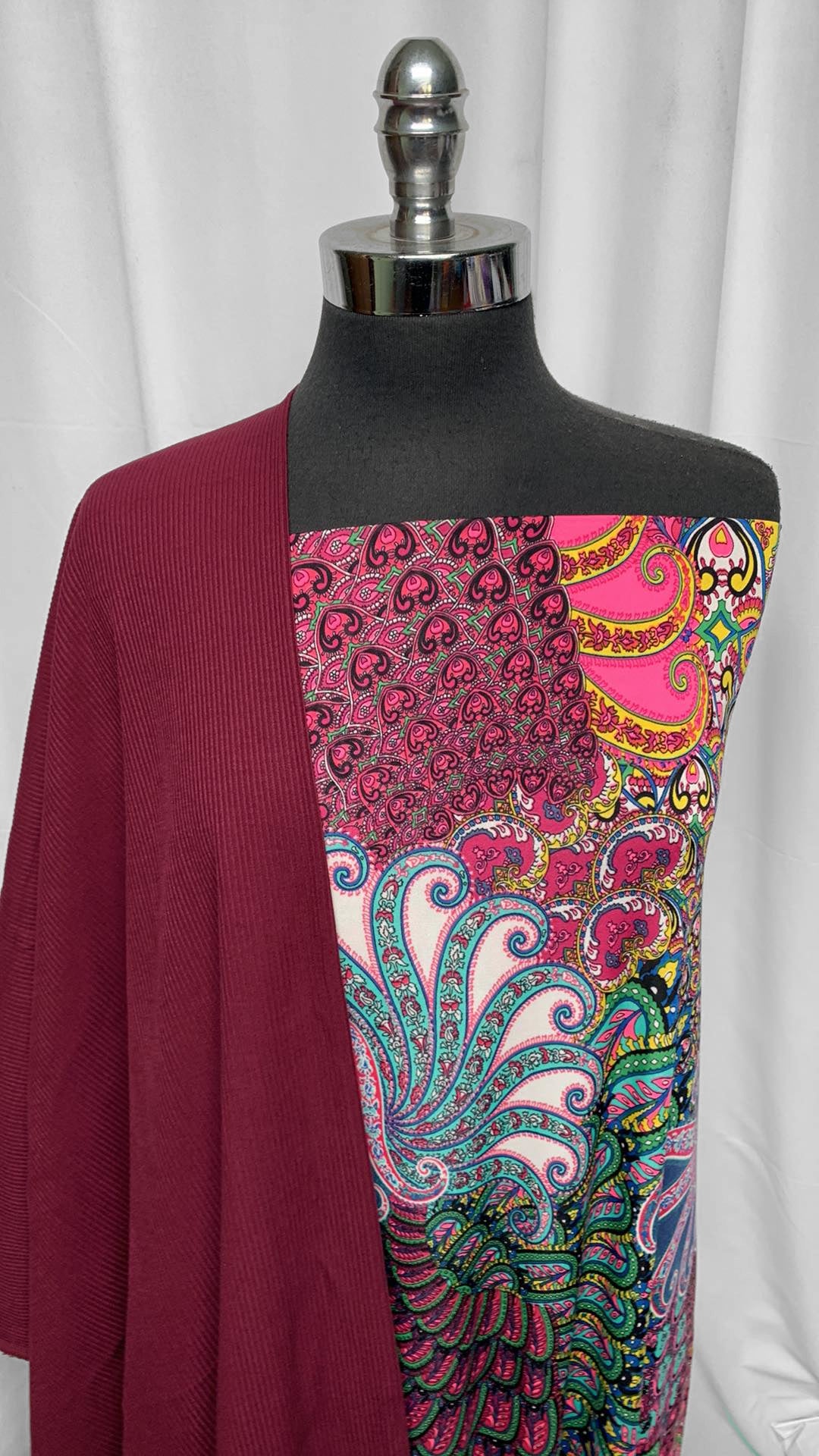 BURGUNDY/ABSTRACT BUNDLE : 2YD Burgundy Heavy C/S Rib & 3YD Abstract ITY : A25293