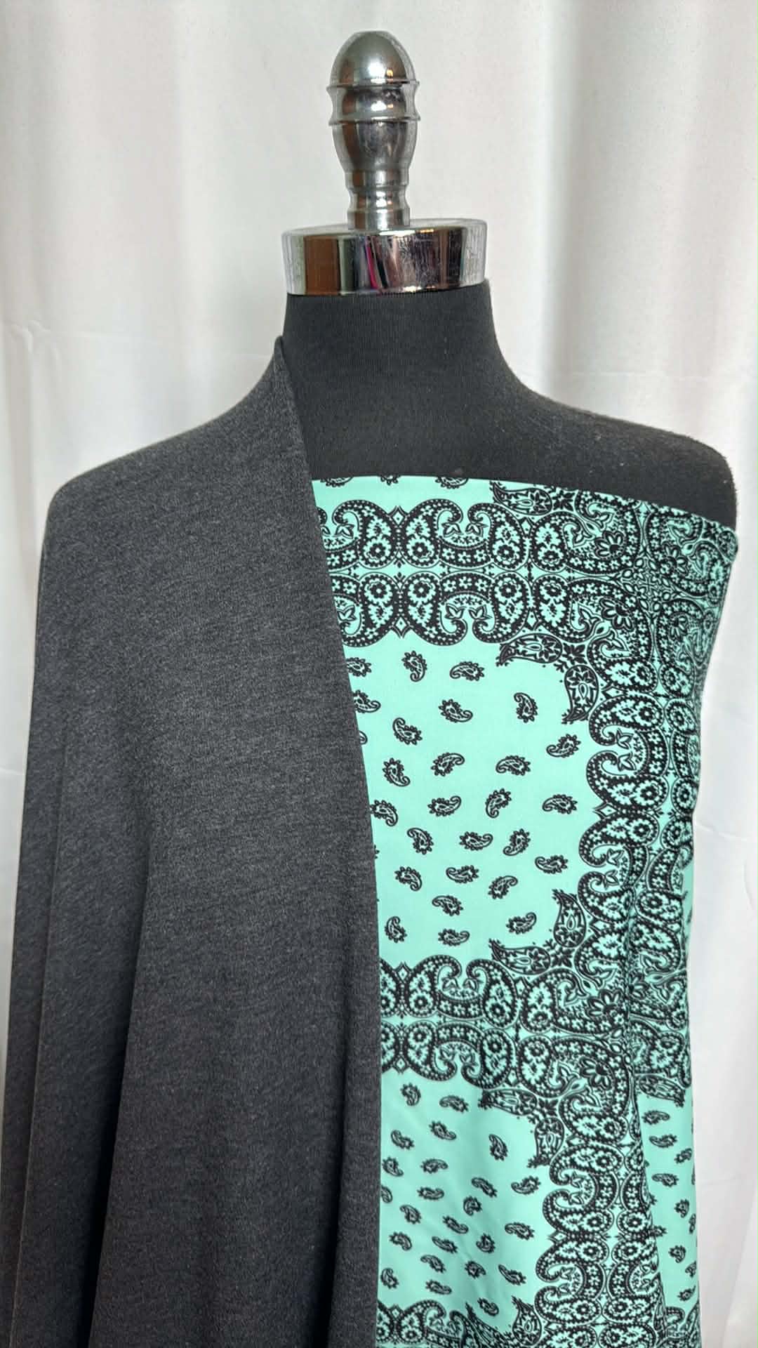 CHARCOAL/MINT BANDANA BUNDLE : 2YD Mint Bandana Heavy PF & 2YD Heathered Charcoal PF FT : A29409