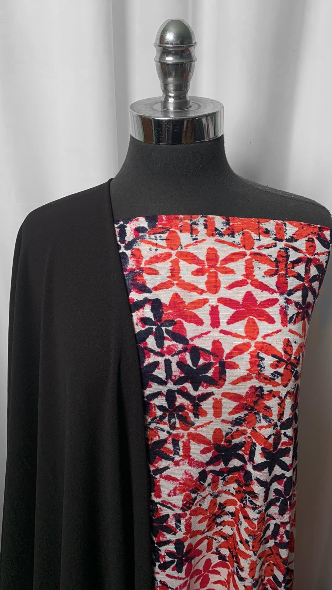 BLACK/DISTRESSED FLORAL BUNDLE : 2YD Black Crepe Scuba & 2YD Distressed Floral Rayon Slub Jersey : A2333