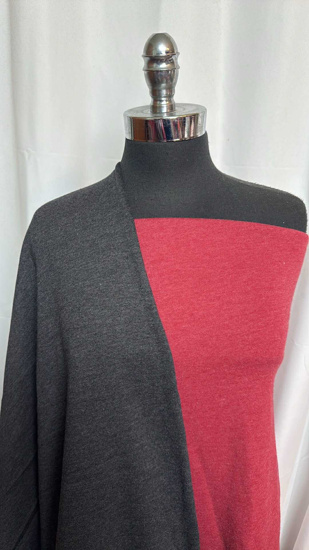 CHARCOAL/RED BUNDLE : 2YD Red Sweatshirt Fleece (72" Wide) & 2YD Charcoal Sweatshirt Fleece (72" Wide) : A28504