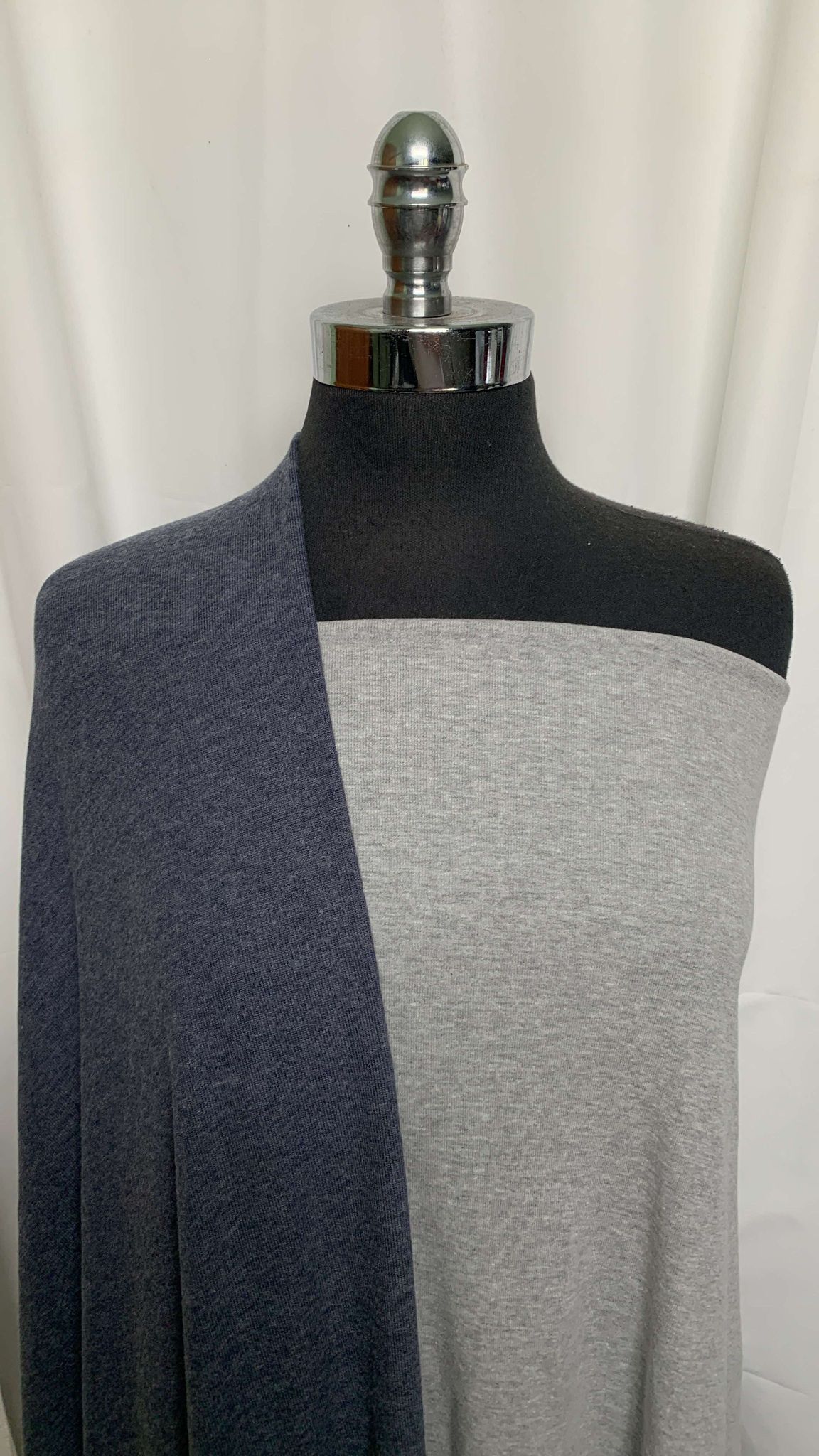GREY BUNDLE : 1.5YD Heather Grey Combed Cotton 1x1 Rib & 2YD Brushed Hacci SK : A25719