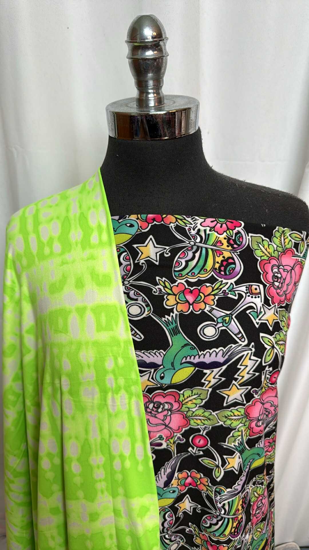 LIME TIE DYE/TATTOOS BUNDLE : 1YD Lime Tie Dye DBP & 2YD Tattoos DBP : A28359