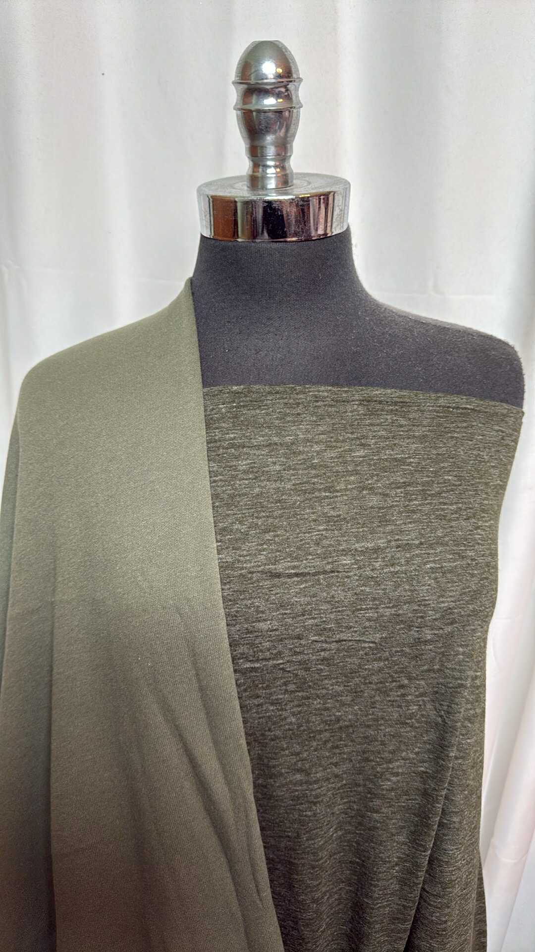 DOUBLE OLIVE BUNDLE : 2YD Heathered Olive C/P & 2YD Olive Sweatshirt Fleece (72" Wide) : A28160