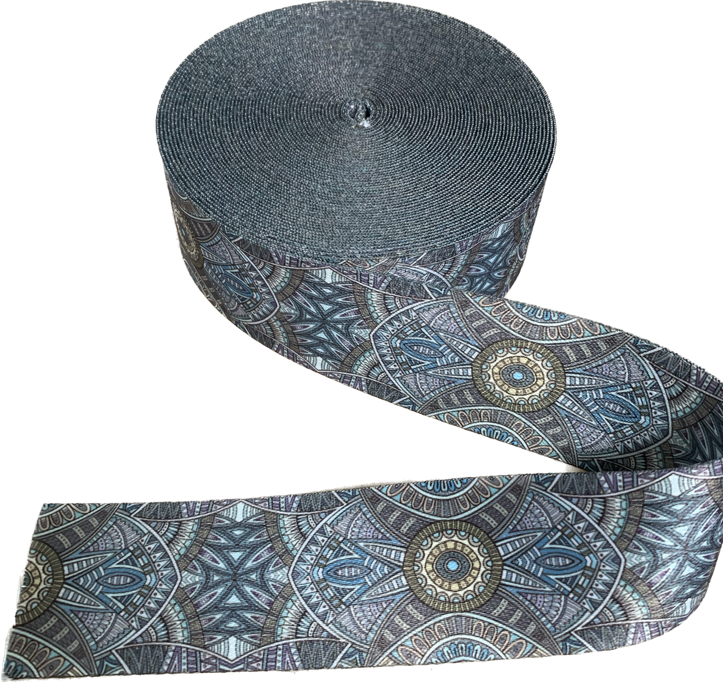 Silver Mandala - 2" Wide Seatbelt Strap - 5 Yards