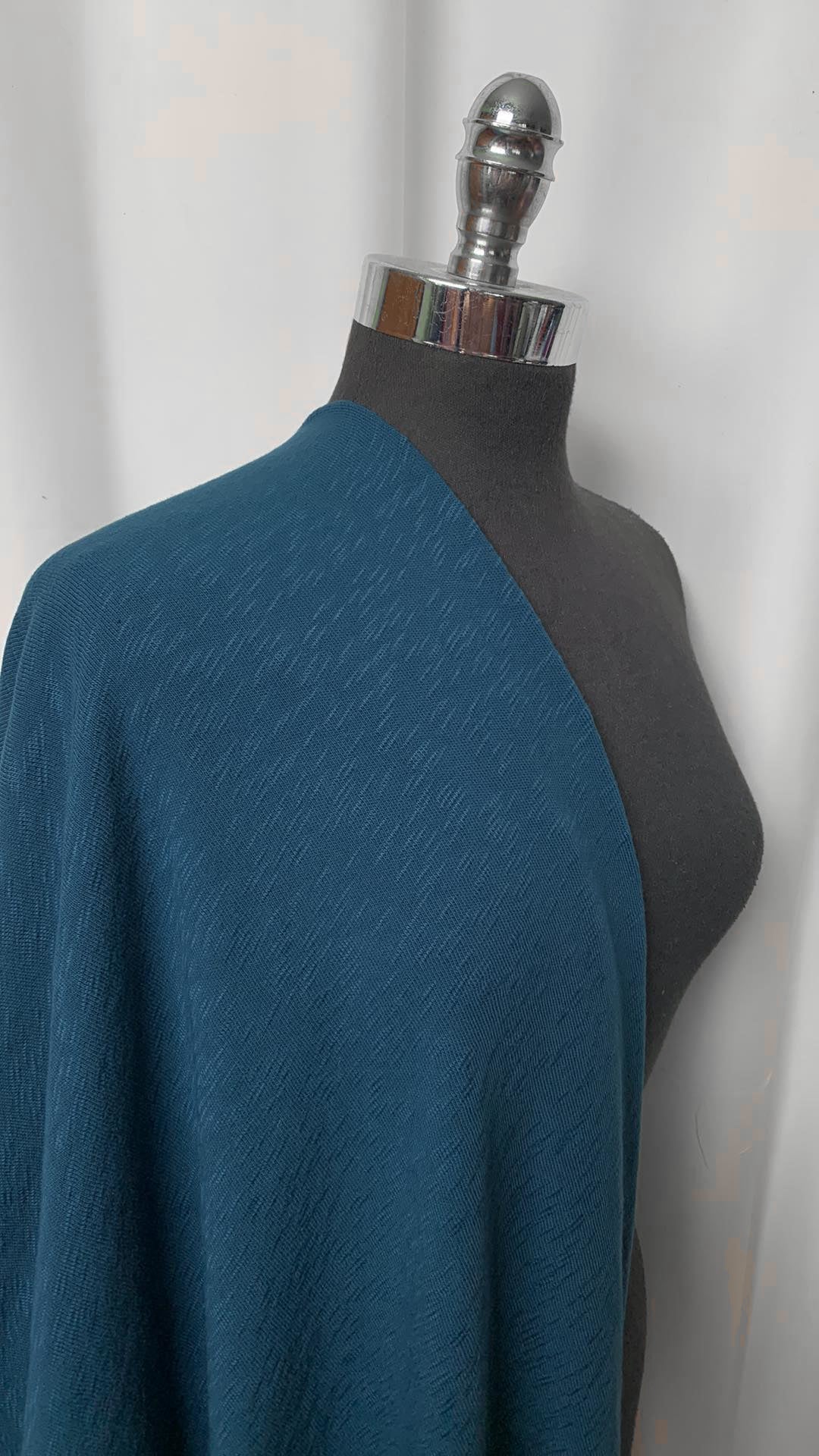 Teal - 100% Cotton Heavy Slub Sweater Knit - 3 Yard Cut