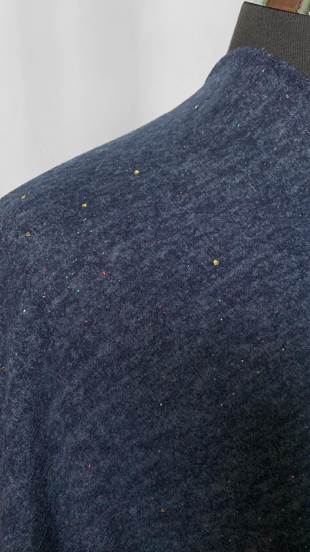 Navy Melange w/Glitter Accents - Brushed Hacci Sweater Knit - 3 Yard Cut