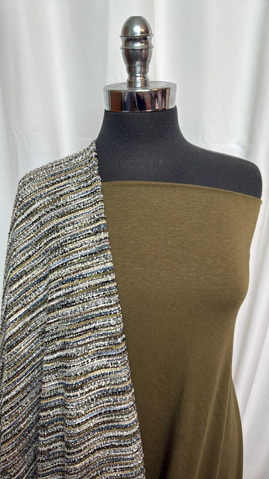 OLIVE/LUREX STRIPE BUNDLE : 3YD Olive Bamboo/Cotton & 3YD Cotton-Blend DK w/Lurex : A27785
