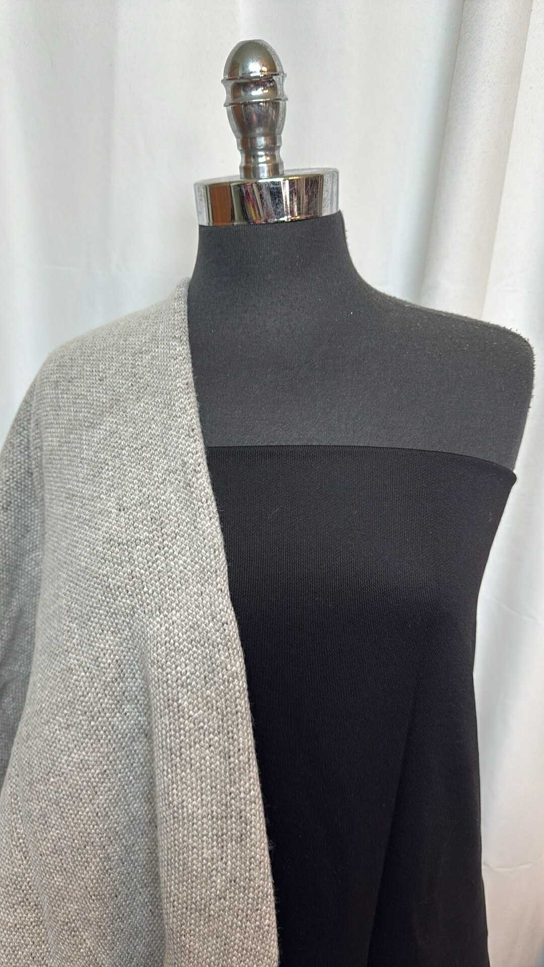 BLACK/WOOL-BLEND BUNDLE : 2YD Heavy Wool-Blend Woven & 2YD Black Italian C/P FT : A28794