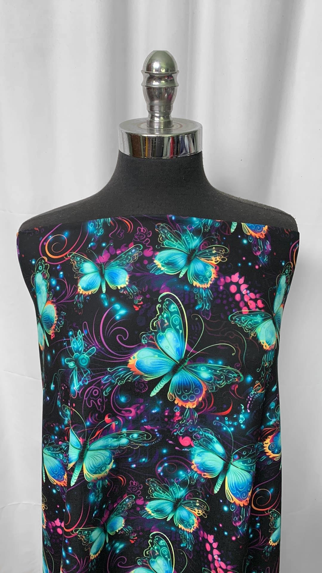 Neon Glow Butterfly - Peached Performance - 1 Yard Cut