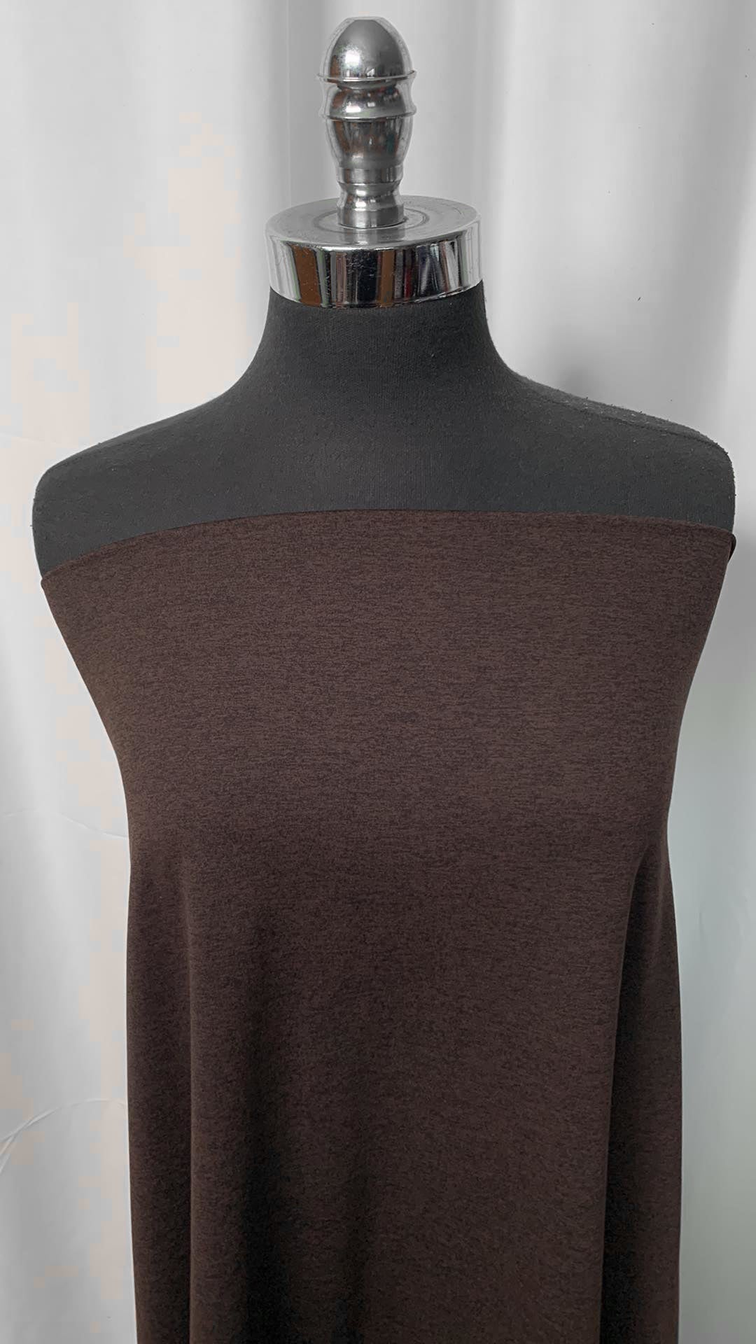 Heathered Chocolate - Mid-Weight Peached Performance - 1 Yard Cut