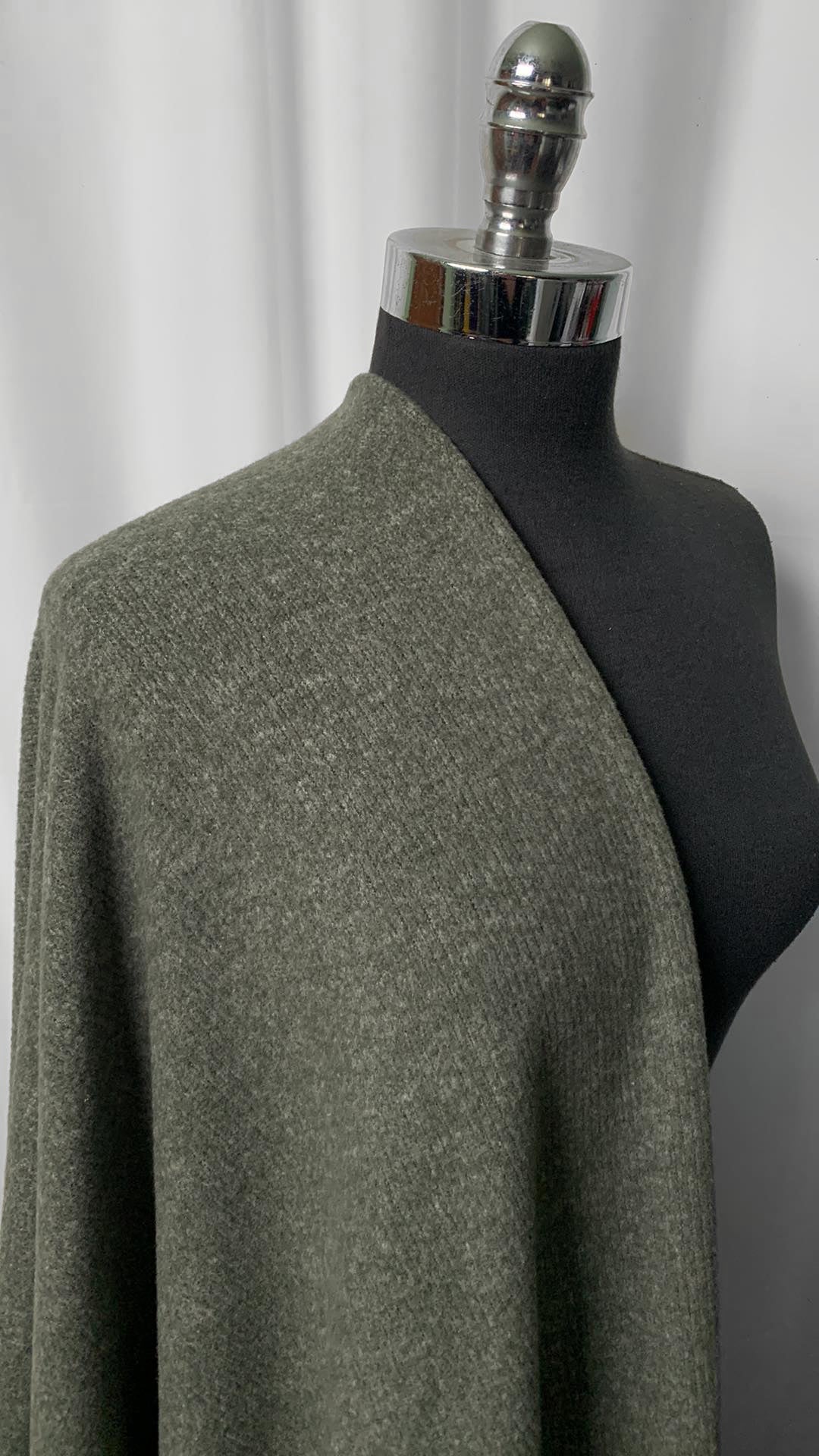 Olive - Flatback Ribbed Brushed Hacci SK - 2 Yard Cut