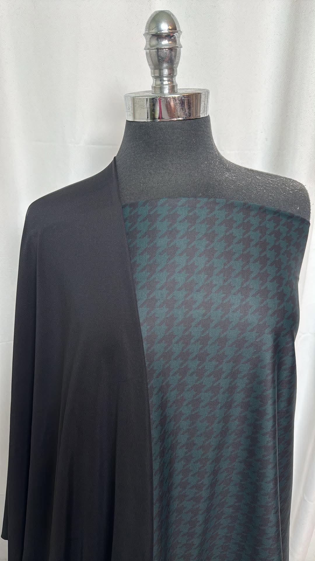 BLACK YOGA/HOUNDSTOOTH BUNDLE : 1YD Houndstooth Yoga PF & 2YD Black Mid-Weight Yoga PF : A30589