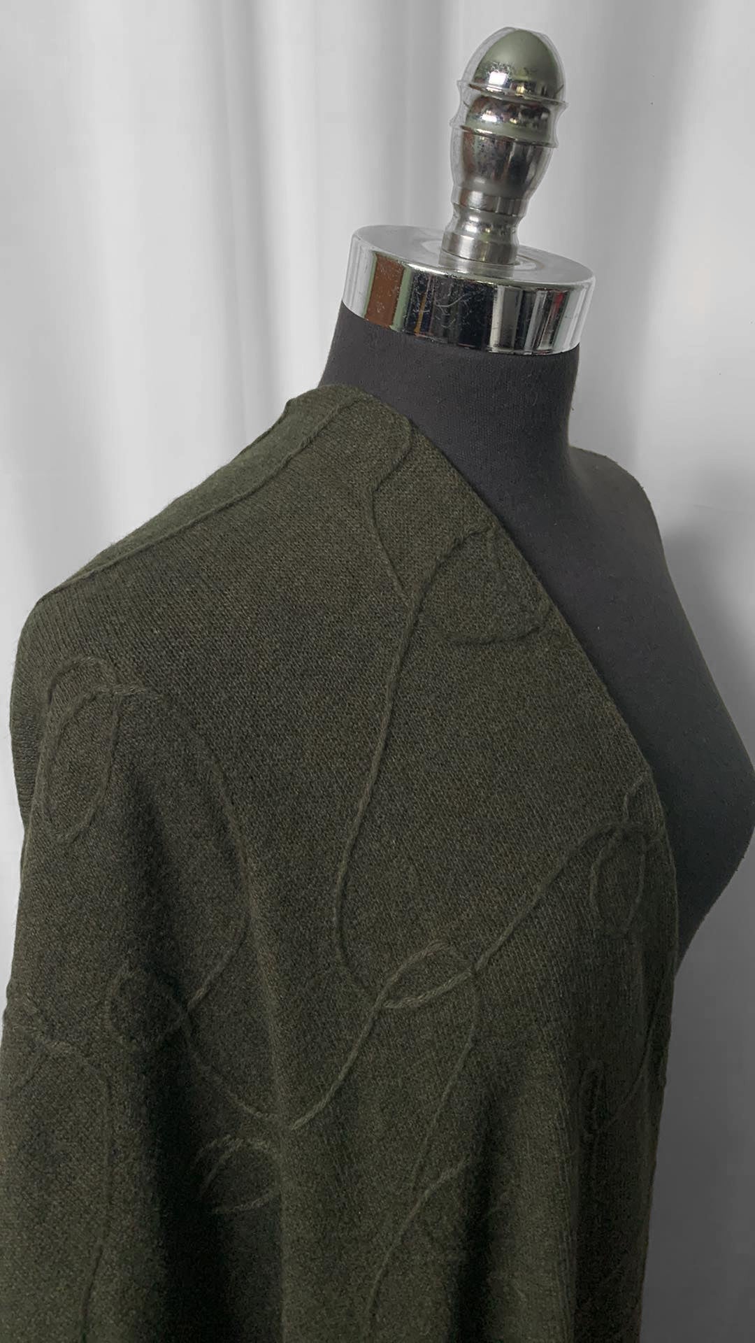 Dark Olive w/Textured Swirls - Sweater Knit - 2 Yard Cut