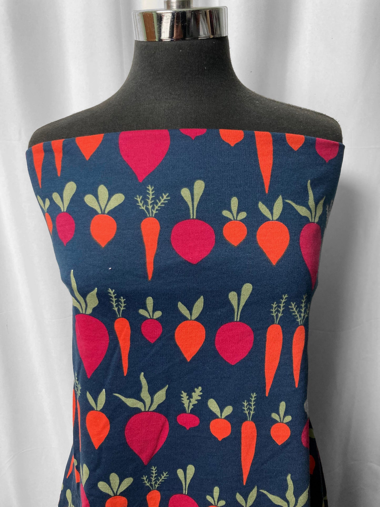 Navy Veggies - Cotton French Terry - 2 Yard Cut