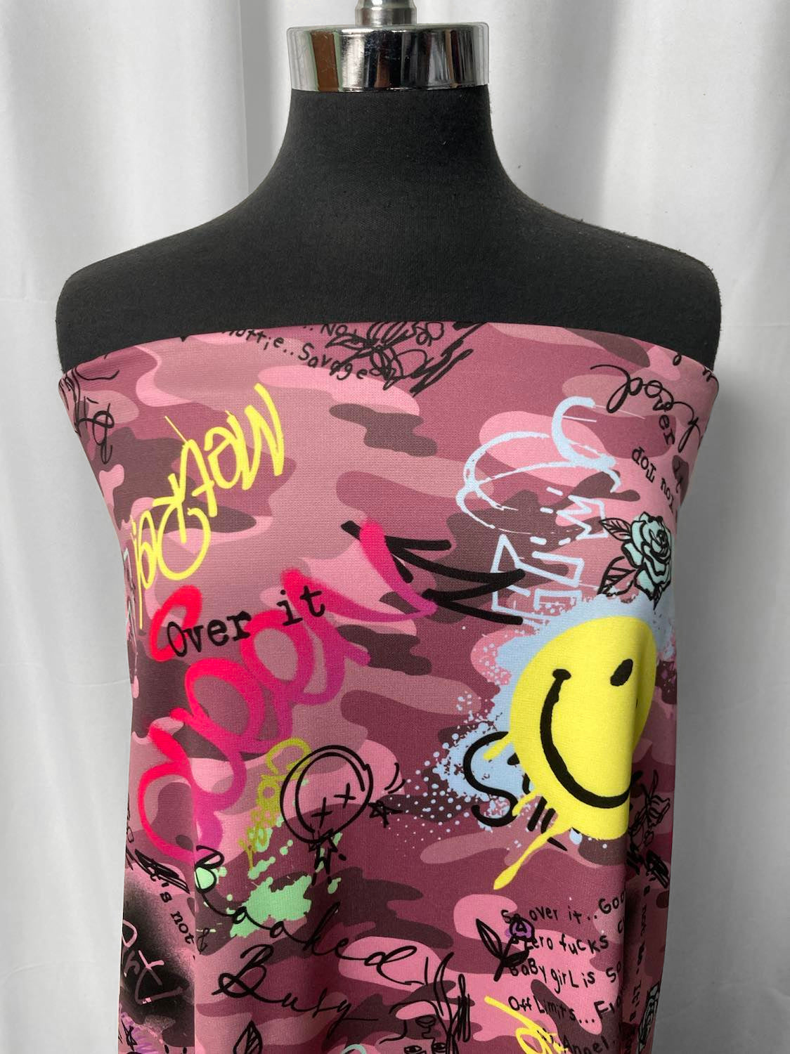 Camo Graffiti (*Adult Content) - Poly/Spandex Fleece - 2 Yard Cut