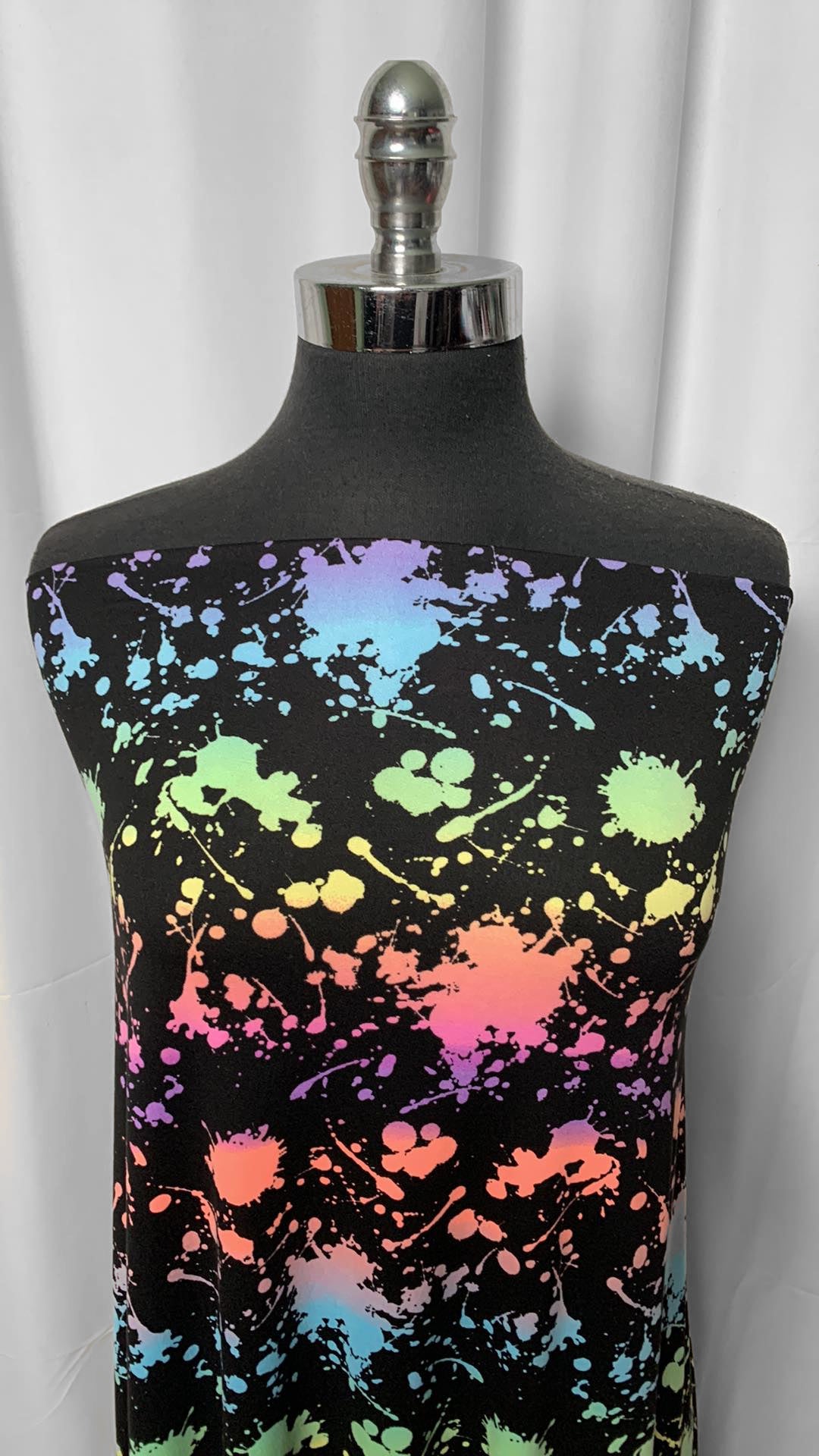 Multi-Splatter on Black - Double Brushed Poly Spandex - 4 Yard Cut