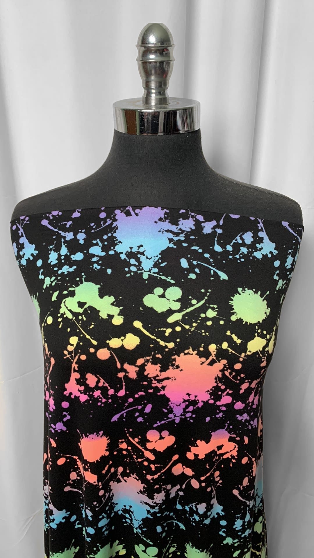 Multi-Splatter on Black - Double Brushed Poly Spandex - 3 Yard Cut