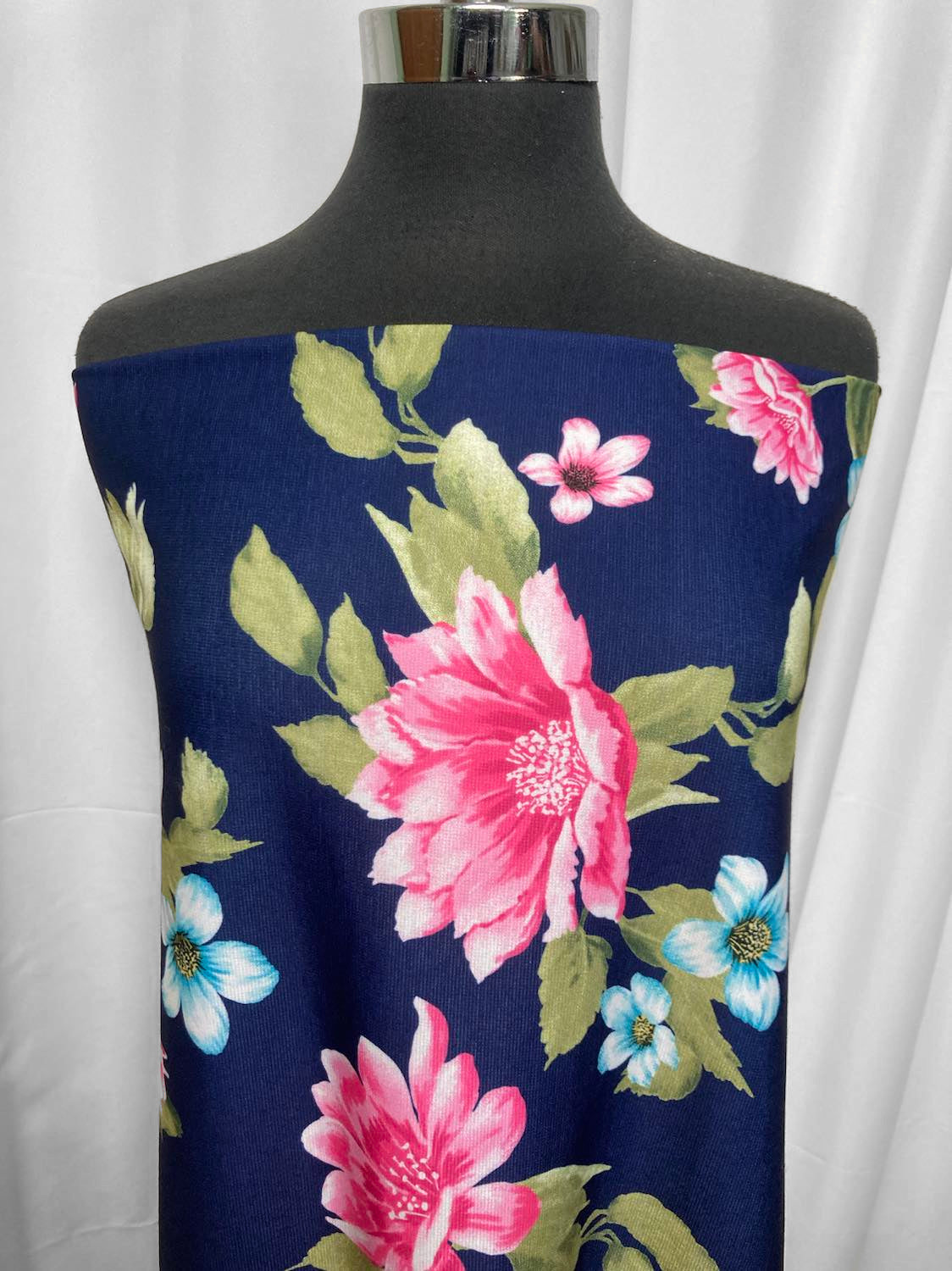 Navy Floral - Ponte - 3 Yard Cut