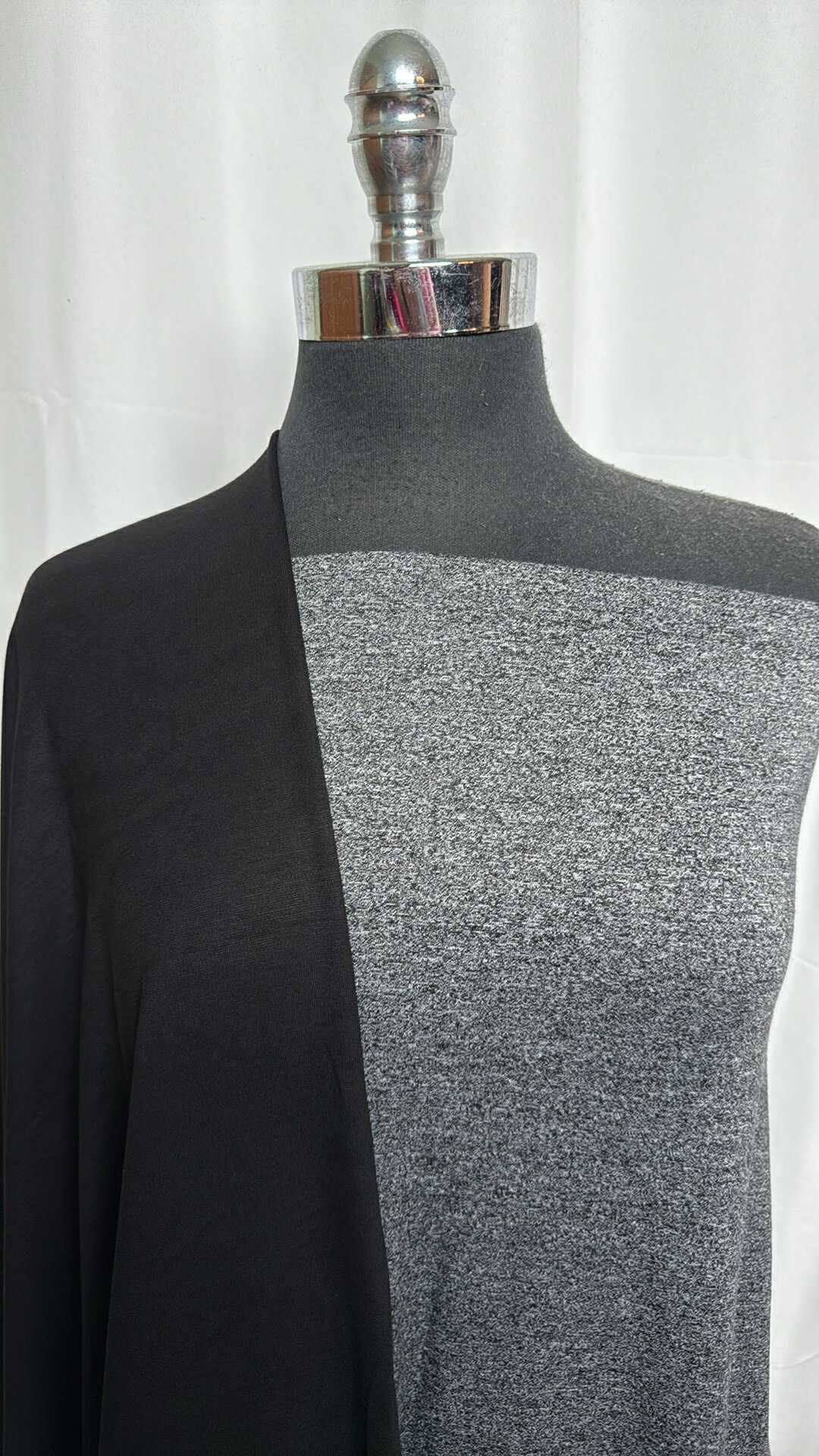 BLACK HEATHER BUNDLE : 2YD Black Heather PRS Jersey & 1+YD Cotton Ponte : A28995