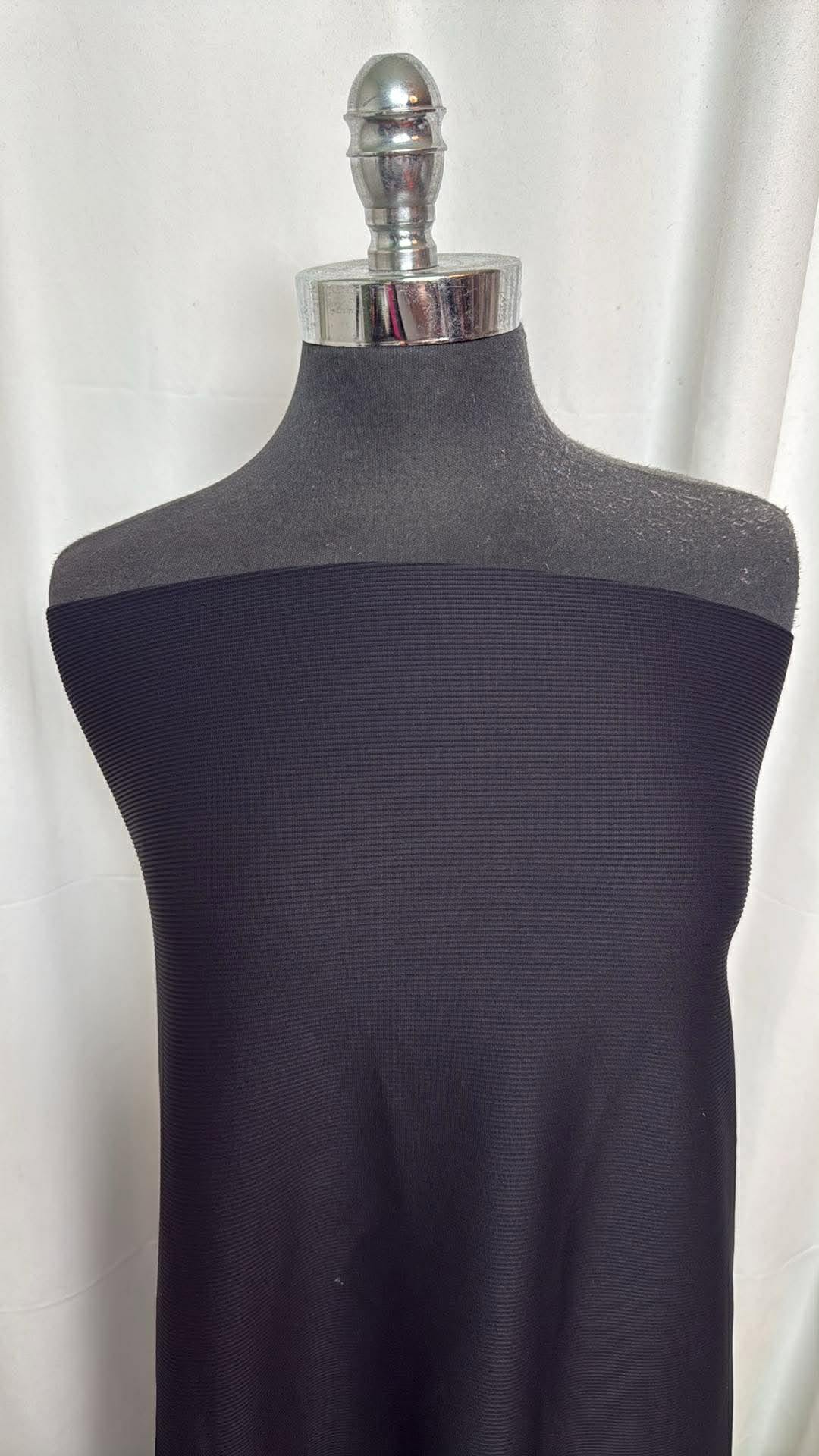 Black - Ribbed Nylon/Spandex Swim- 2 Yard Cut