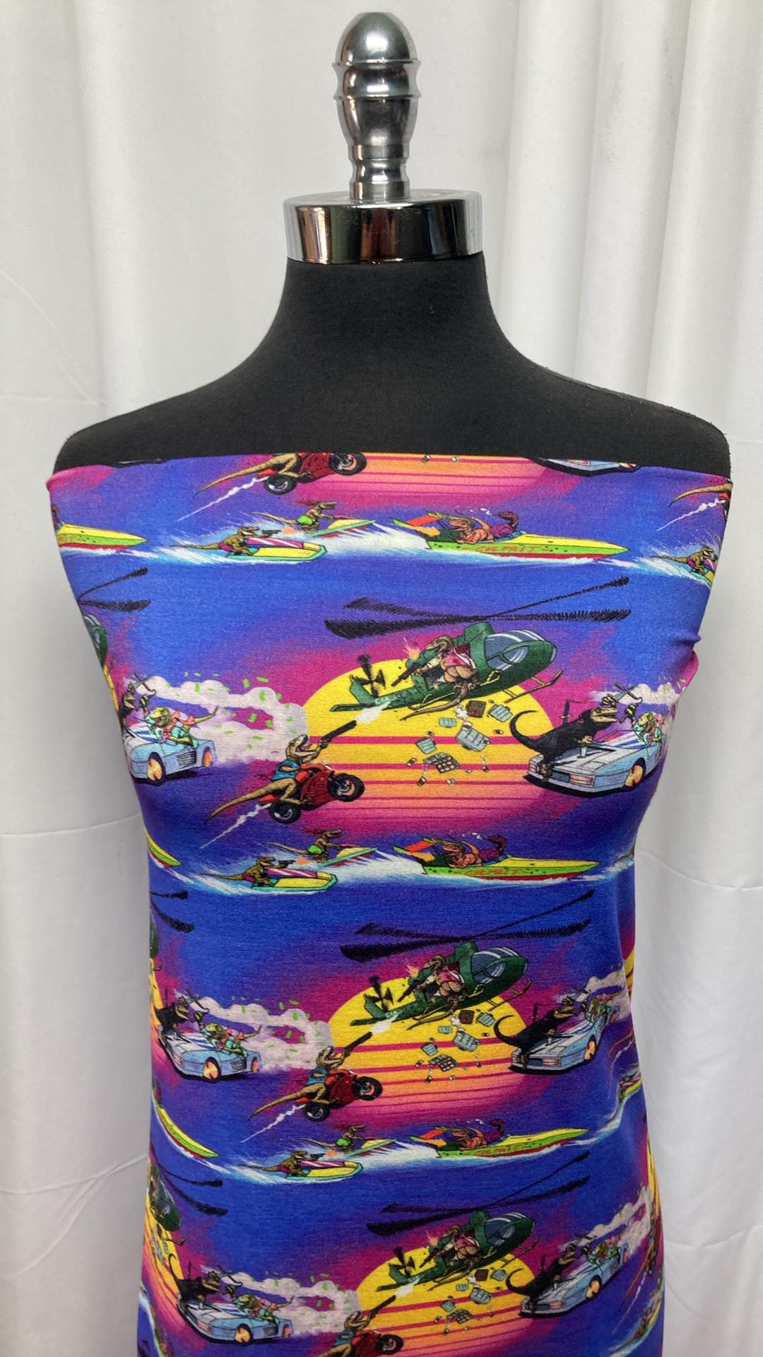 Fighting Dinos - Modal Spandex - 2 Yard Cut