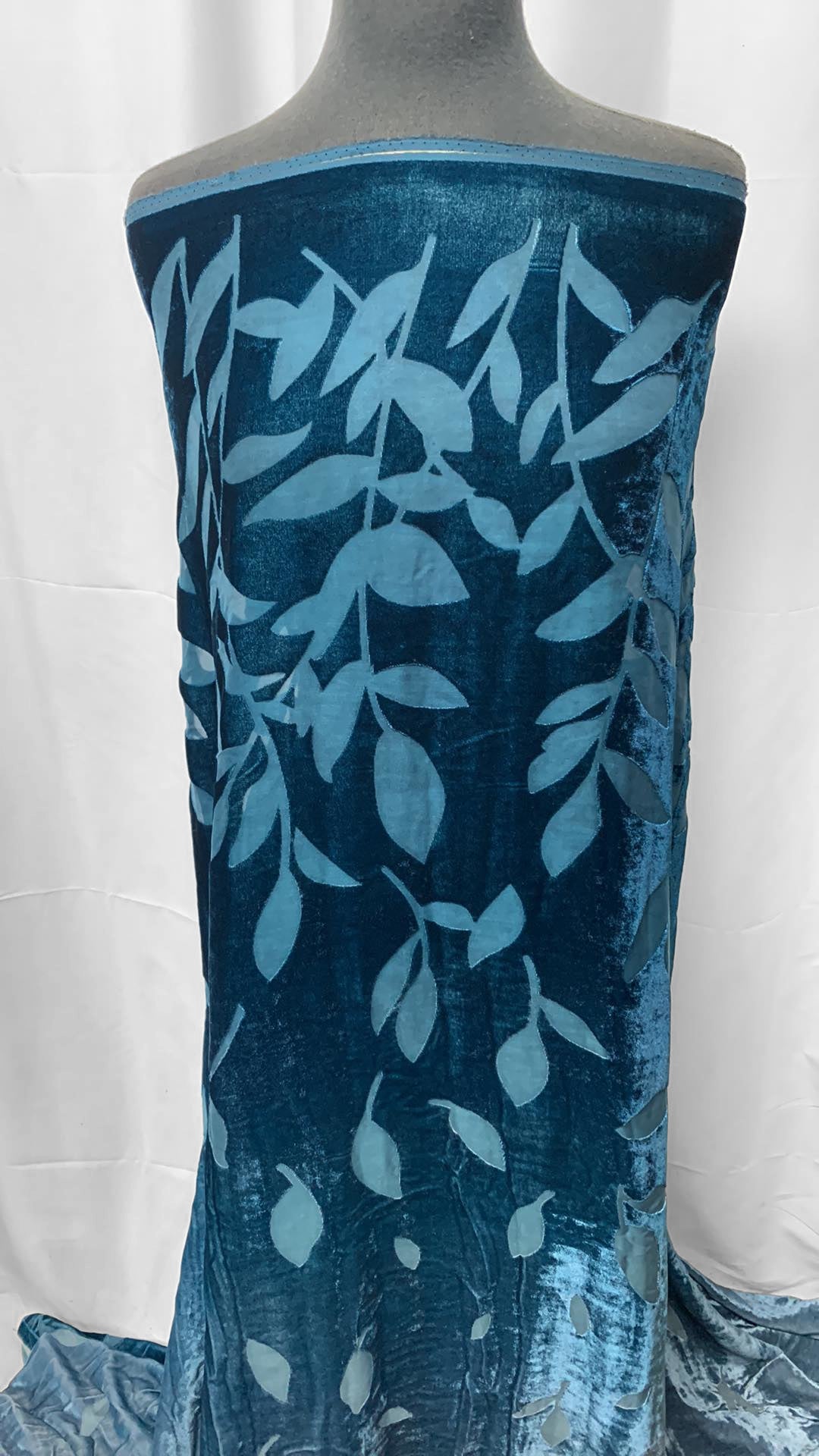 Blue Ombre - Silk Velvet Burnout - 3 Yard Cut